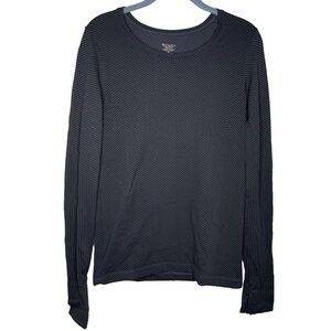 Athleta shirt long sleeve striped tee thumb holes gray athletic wear medium